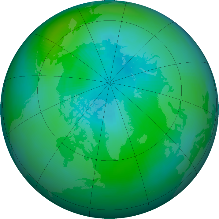 Arctic ozone map for September 1985